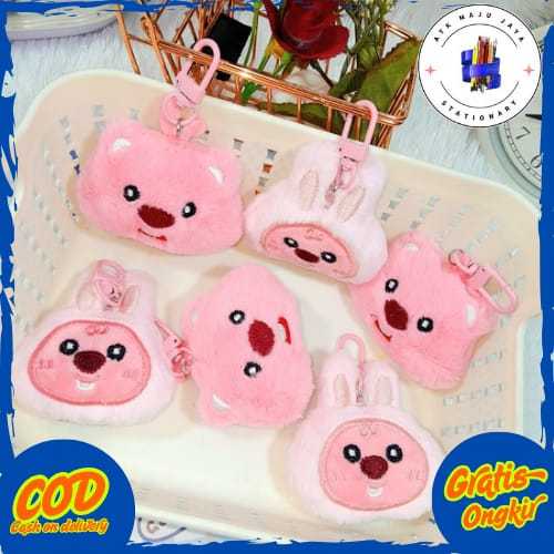 Gantungan Kunci Bag Charm Kepala Loopy Pink Cute Lucu Ready 2 Variant Warna / Gantungan Kunci Boneka