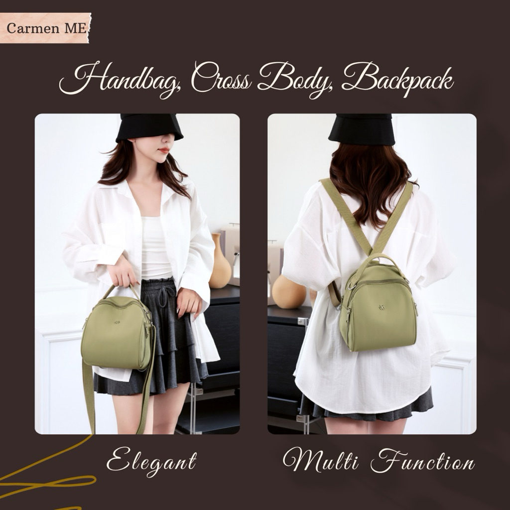 Yuesite Zeta amulanhu Carmen Shoulder Bag, Cross Body, Backpack Original Ransel 3 Fungsi ala Korea