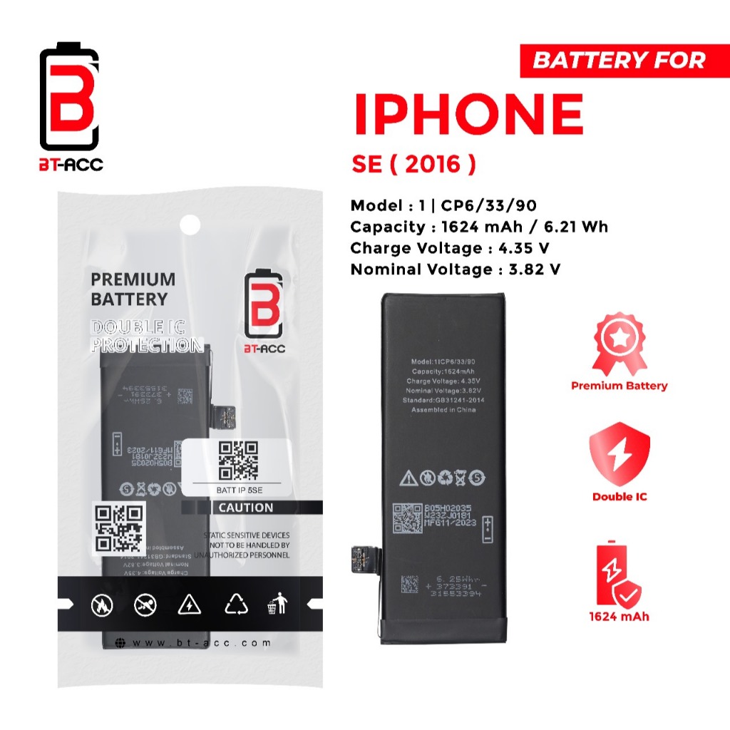 BT-ACC Baterai Batre Batrai For Iphone SE 2016 With 1624mAh