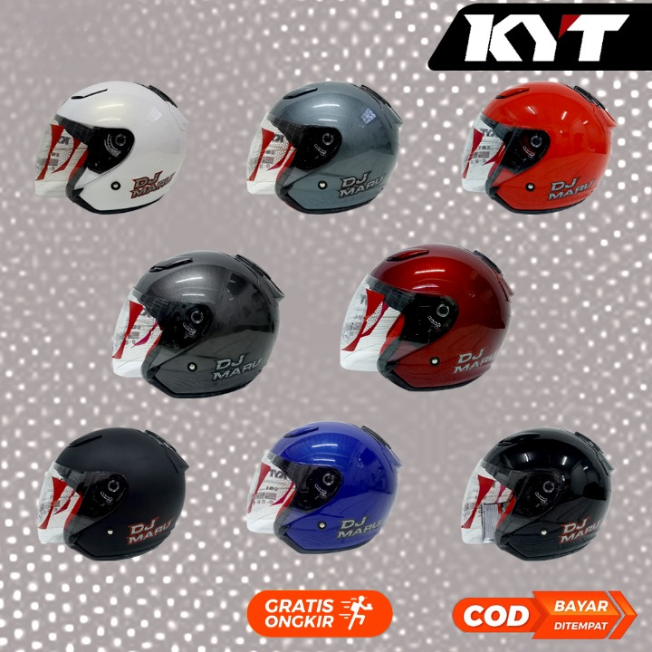 HELM KYT DJ MARU SOLID / KYT HALF FACE DJ MARU WHITE / KYT DJ MARU BLACK / KYT DJ MARU BLACK DOF