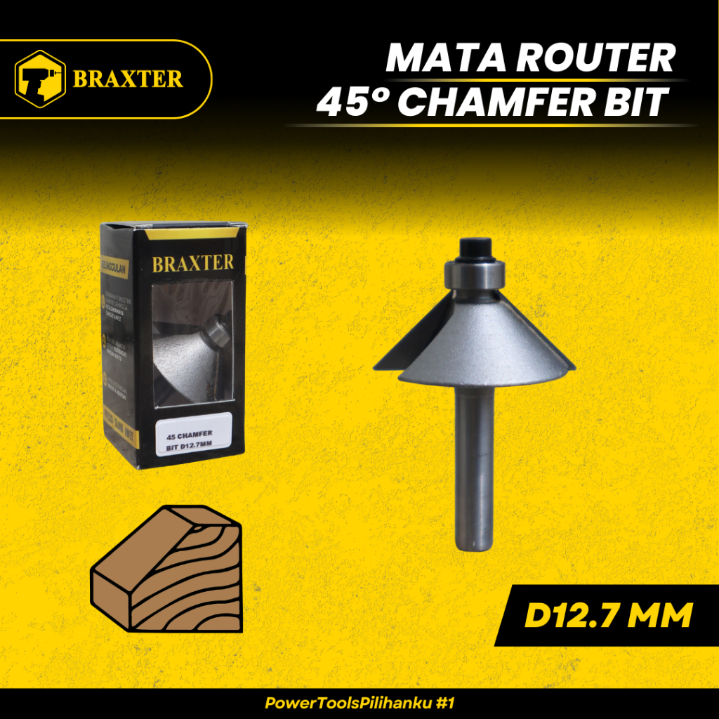 BRAXTER 45 DERAJAT CHAMFER BIT Mata Profil / Router / Trimmer Kayu TCT