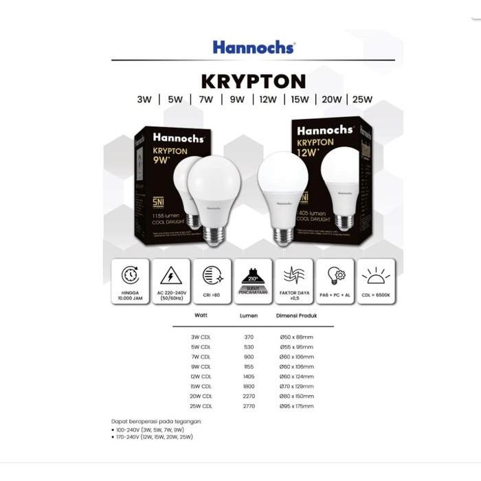 HANNOCHS KRYPTON Bulb Bohlam Lampu LED Hanochs Krypton 3W 5W 7W 9W 12W 15W 20Watt