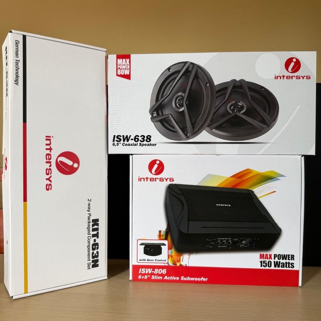 PAKET AUDIO MOBIL INTERSYS SPEAKER SPLIT INTERSYS +  SOEAKER COAXIAL INTERSYS + SUB KOLONG  INTERSYS