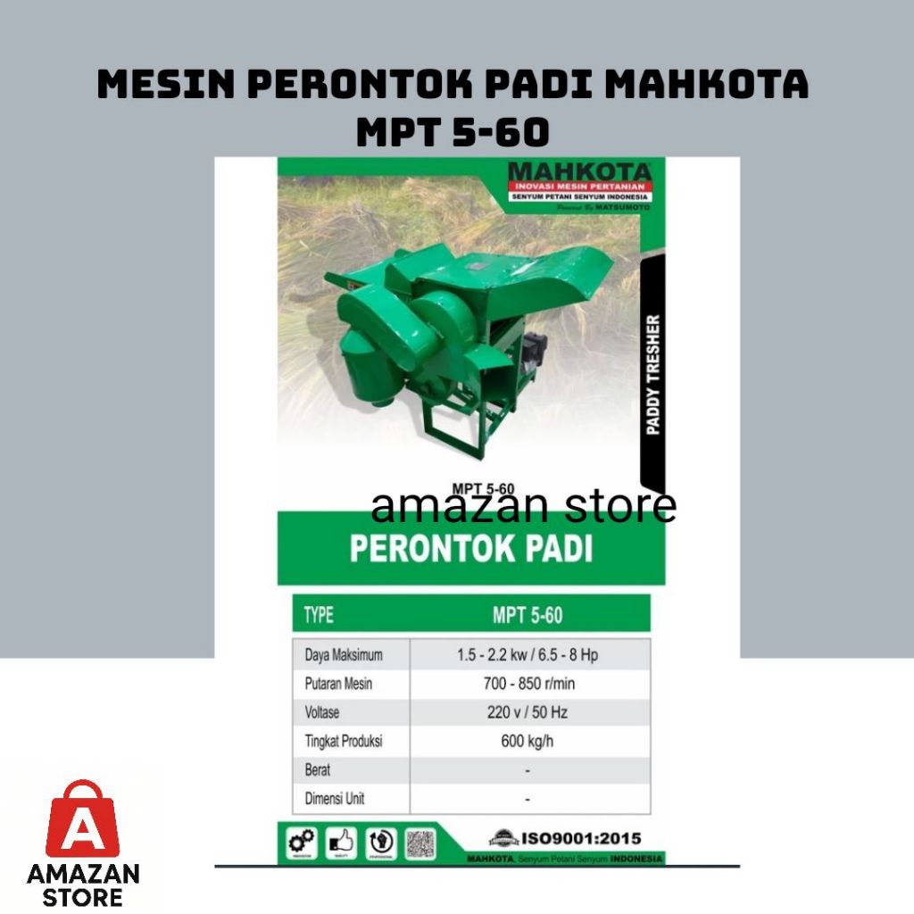 Mesin Perontok Padi + Tray Nampan Mahkota MPT 5 - 60