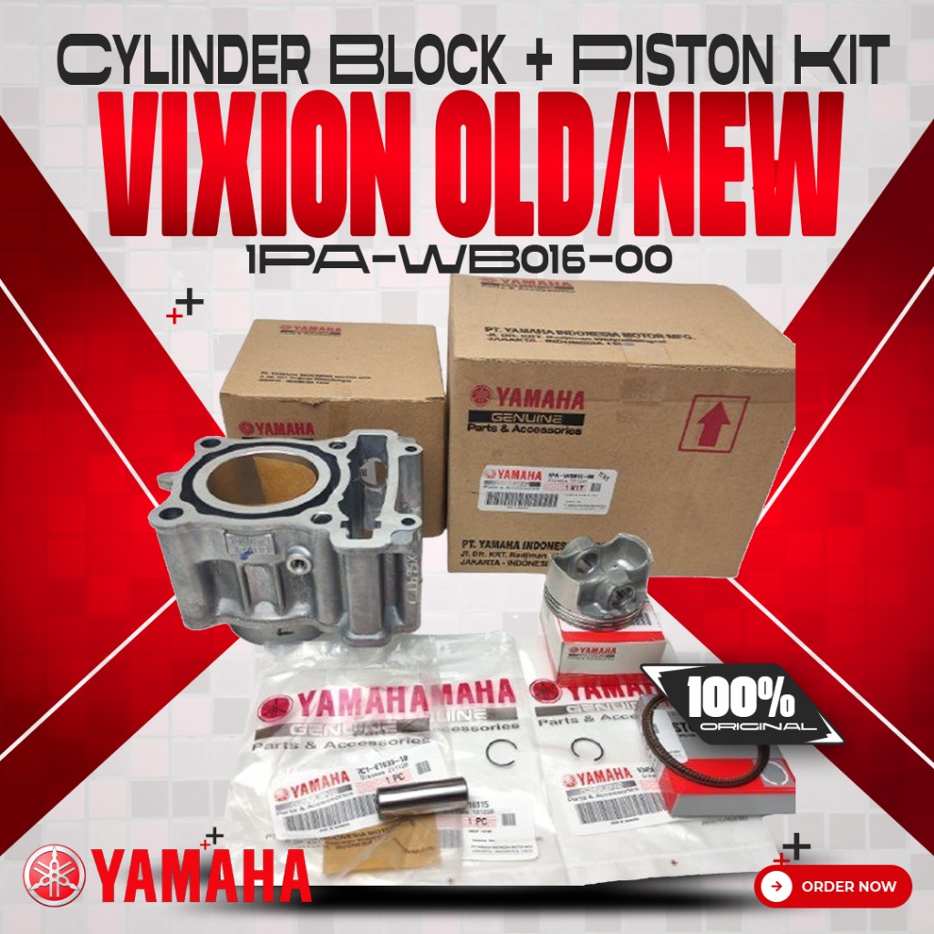 CYLINDER BLOCK BLOK SEHER PORING BORING + PISTON KIT KOMPLIT SET ASSY YAMAHA ORIGINAL ASLI VIXION OL