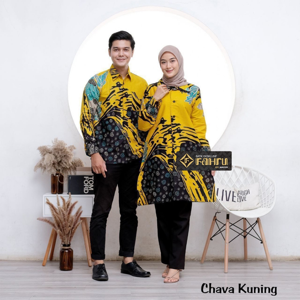 FAHRUBATIK - Motif CHAVA - Batik Model Tunik OP OP Blus Kemeja Hem Batik - Batik Nyaman Pria Wanita 