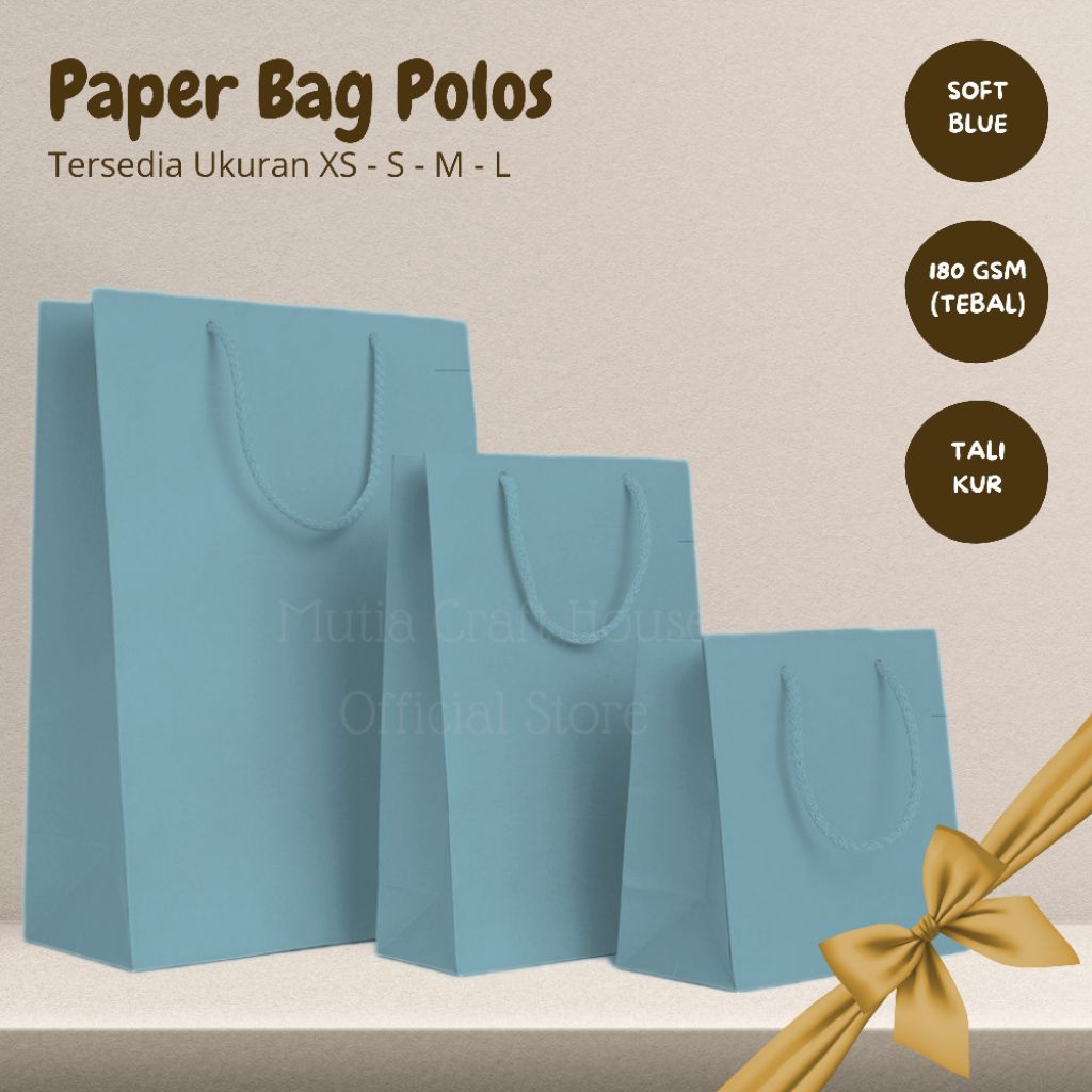 

Paper Bag Polos Soft Blue | Shopping Bag Tebal | Paper Bag Portrait Tebal Biru Muda