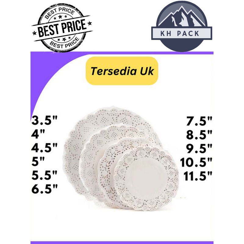 KERTAS DOILIES PAPER /DOILIES/ALAS TOPLES/KERTAS RENDA/ALAS DEKORASI ISI 100 LEMBAR