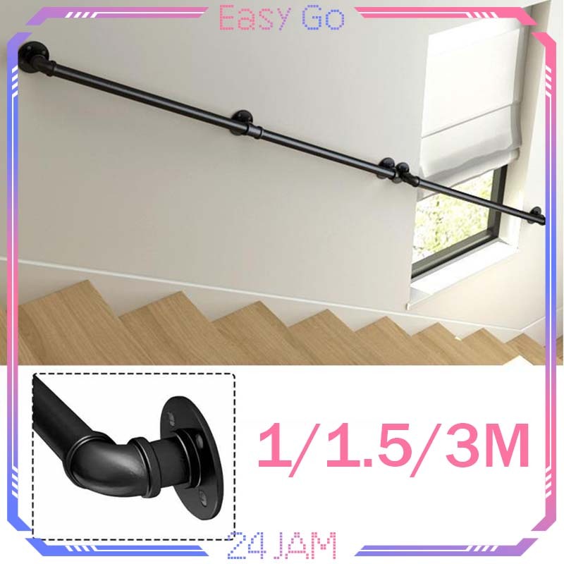 1/2/3m Pegangan Besi Tangga Anti-Selip Rell Tangga Universal Pegangan Tangga Rumah