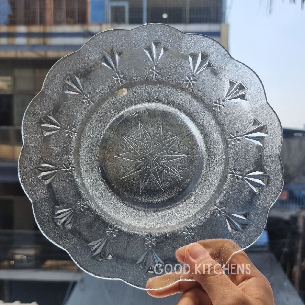 G367 PIRING MAKAN 9inch PIRING KACA PIRING COKLAT MOTIF PERMATA
