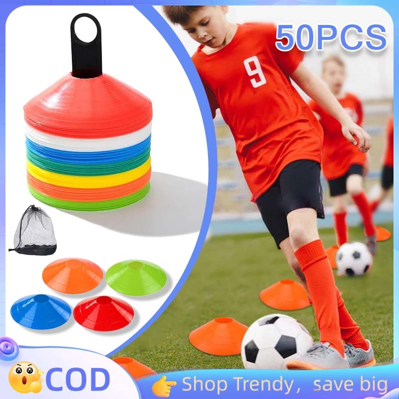 Tas Jaring Bola Sepak 50pcs Mangkok Latihan Sepak Bola Mangkok Sepak Bola Erlengkapan Latihan Sepak 