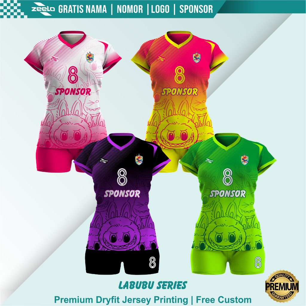 Jersey Bola Voli / Volley Ball Wanita LABUBU Series Free Custom Nama Nomer Logo