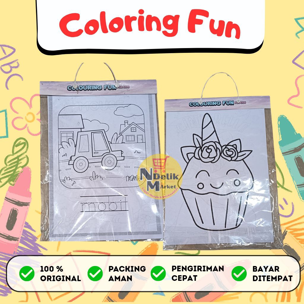 

Paket Lembar Mewarnai Anak Paud TK ( Pilih Paket Pensil Warna atau Paket Crayon) Coloring Fun