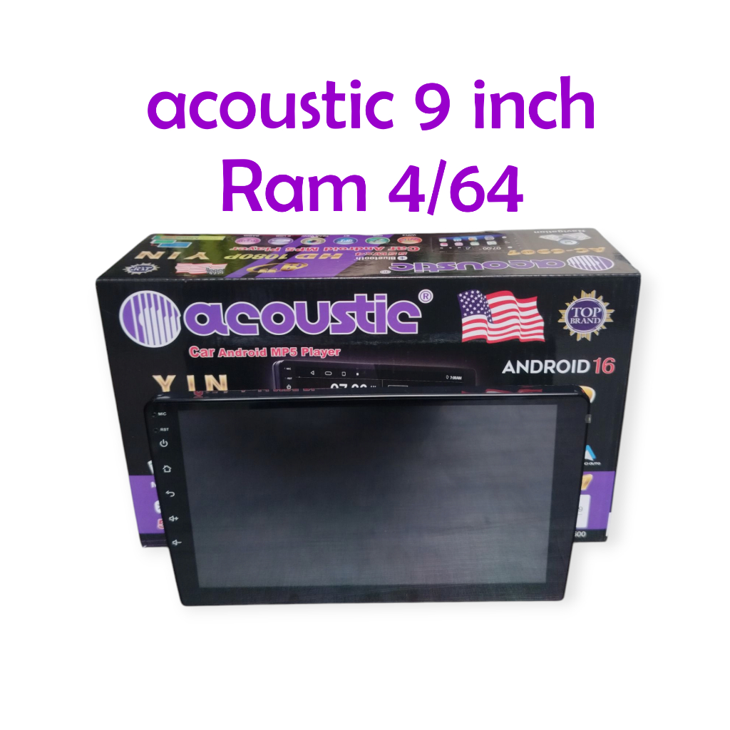 Head Unit Android Acoustic AC-6907 RAM 4+64GB 9Inch Acoustic HEAD UNIT ANDROID ACOUSTIC 9 inci denga