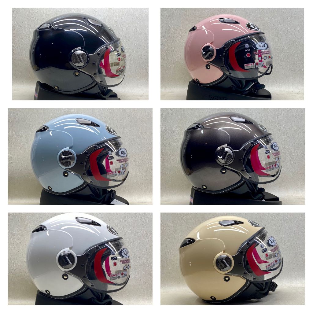 Helm KYT Elsico Solid Retro Original SNI Half Face Single Visor Stylish Pria Wanita
