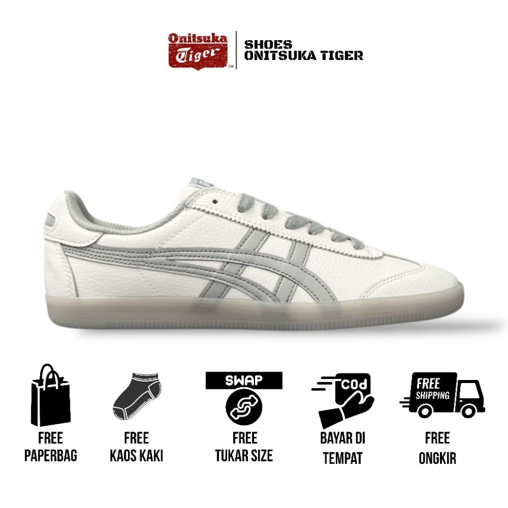 Onitsuka Tiger tokuten shoes white grey (white saga) free paperbag & kaos kaki