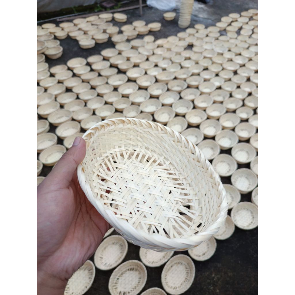 Souvenir Keranjang Bambu Oval / Piring Saji Anyaman Bambu Parcl Hampers Mahar Snack seba guna