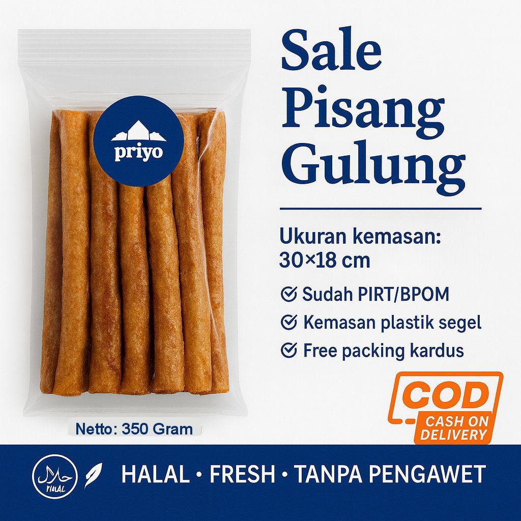 

PRIYO SNACK Sale Pisang Gulung 350 Gram Manis Legit Halal