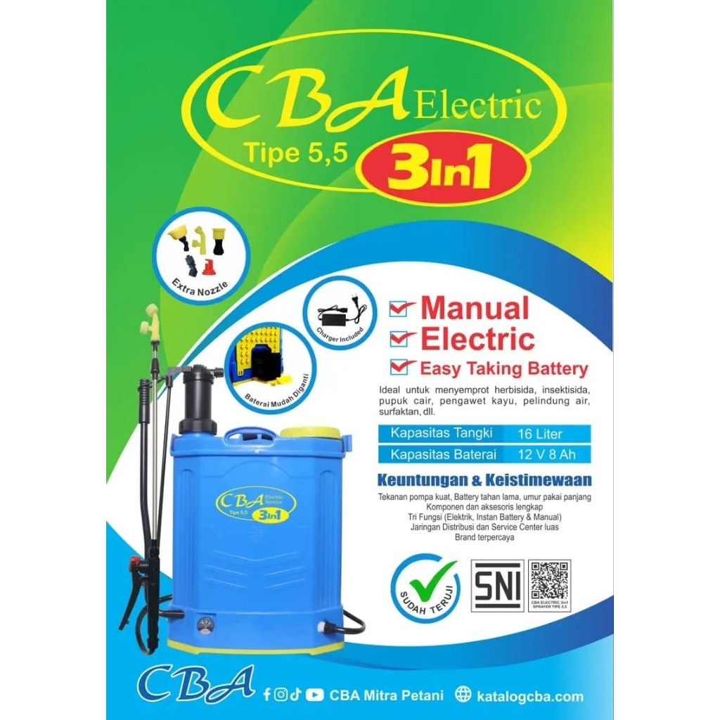 TANGKI CBA SPRAYER ELEKTRIK TYPE 5,5 (3 IN 1) 16 LITER