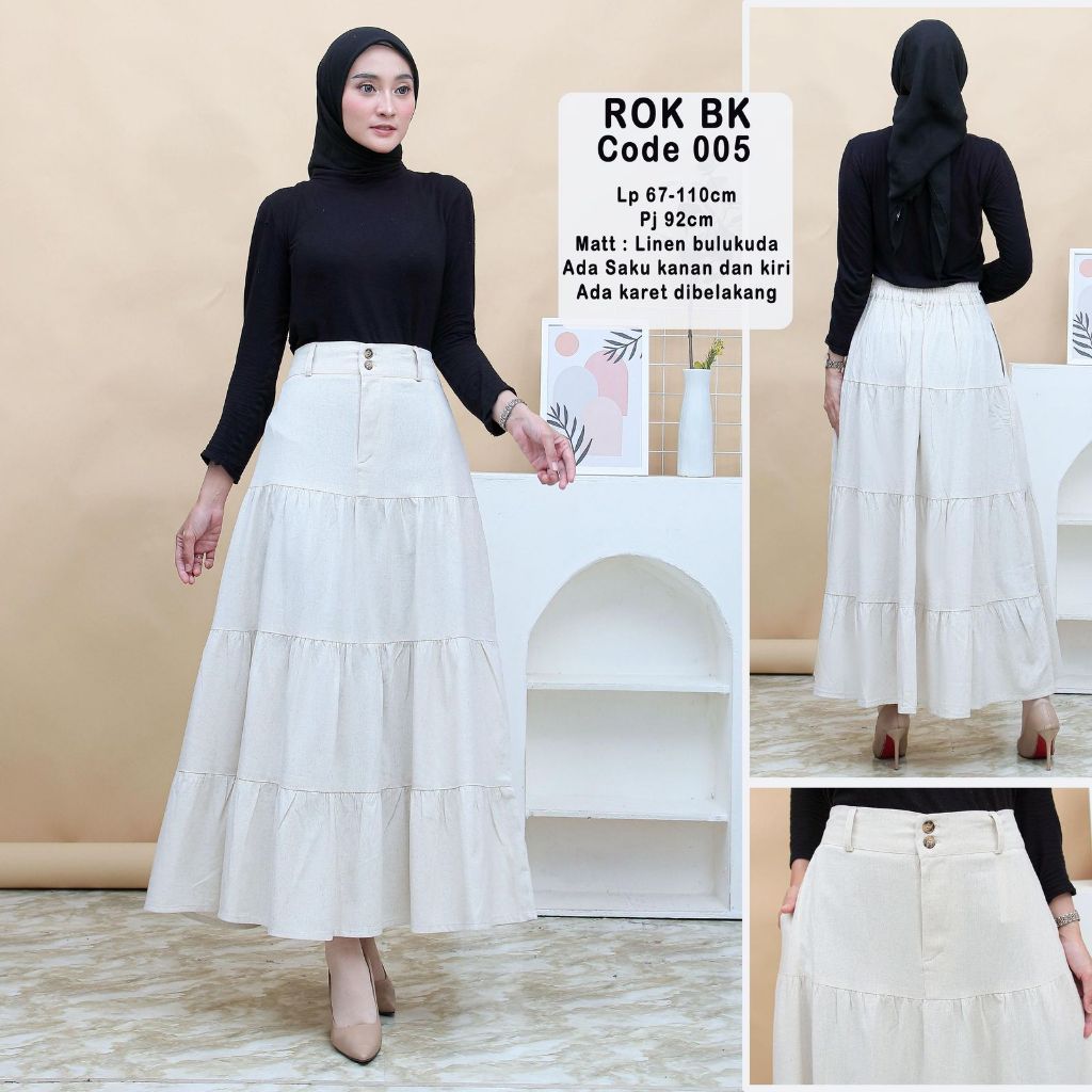 Rok Wanita - Rok Linen Import - Bawahan Wanita - Rok Korea