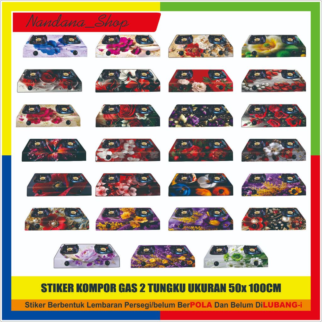 Stiker Kompor Gas 2Tungku Motif Terlaris / Sticker Kompor Gas 2 Tungku Rinnai