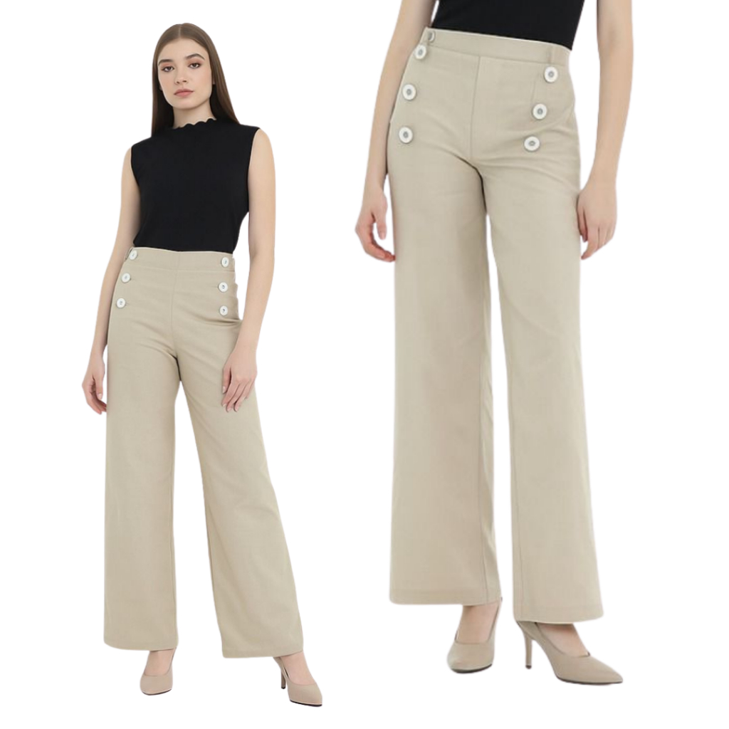 COOLA CELANA LOOSE PANTS WANITA LINEN HIGHWAIST