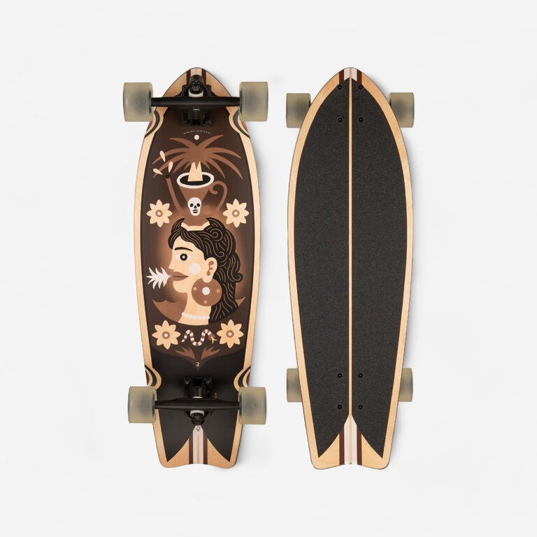 Oxelo Longboard Dewasa Fish 500 Skateboard Fulset Long Boarding 180 mm Size 9 Papan Skate - Mystic W