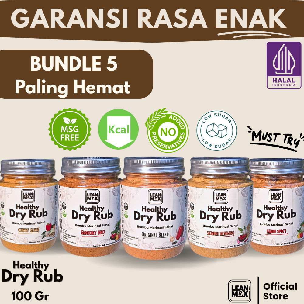 

(Bundle 5) Bumbu Dry Rub dengan Garam Himalaya Non MSG – Rendah Kalori, Bumbu Diet & Sehat Lean Max