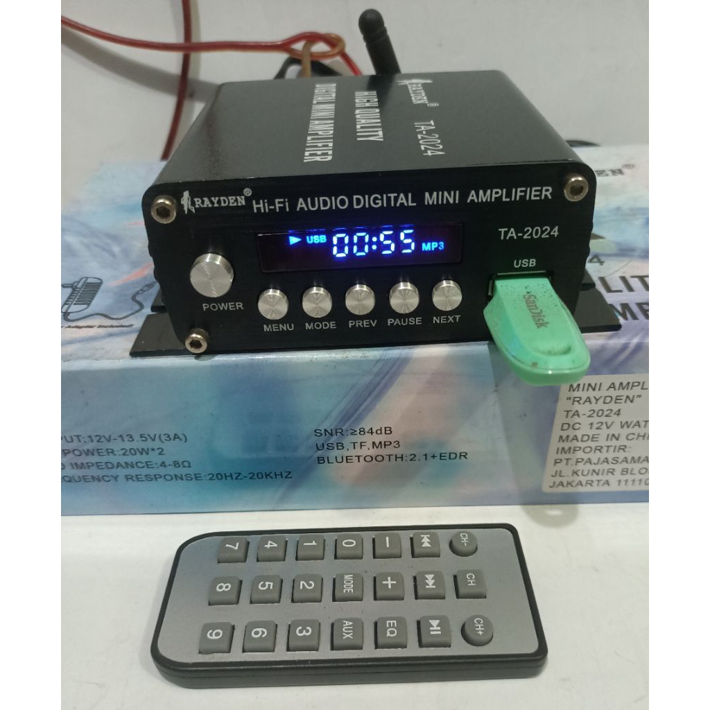 power rayden TA-2024 USB ,TF ,bluetooth with remote control high quality digital mini amplifier