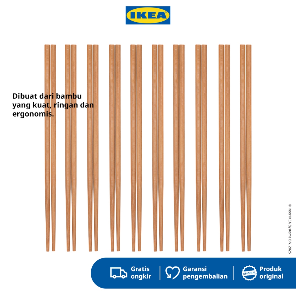 IKEA MEDHJALPARE Sumpit Makan Bambu 10 pcs
