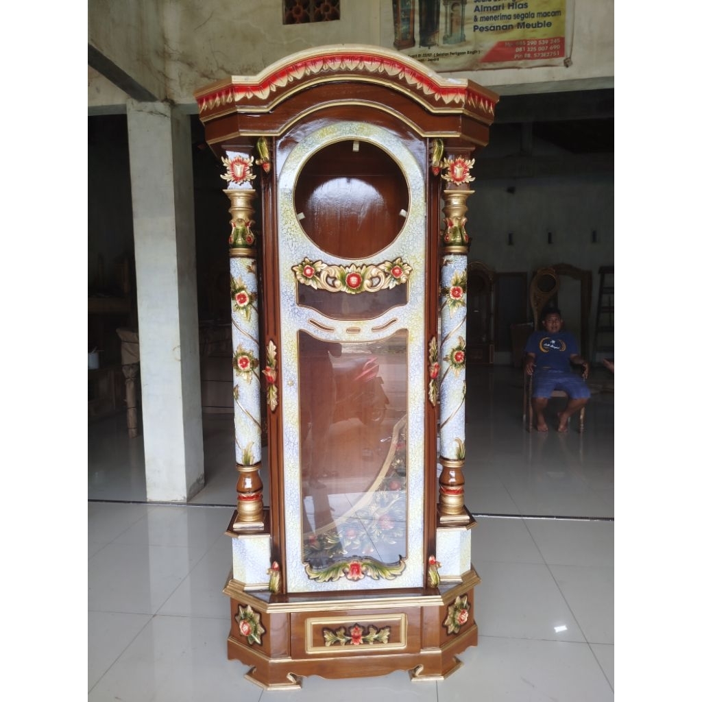 almari jam/lemari jam kayu jati/lemari jam