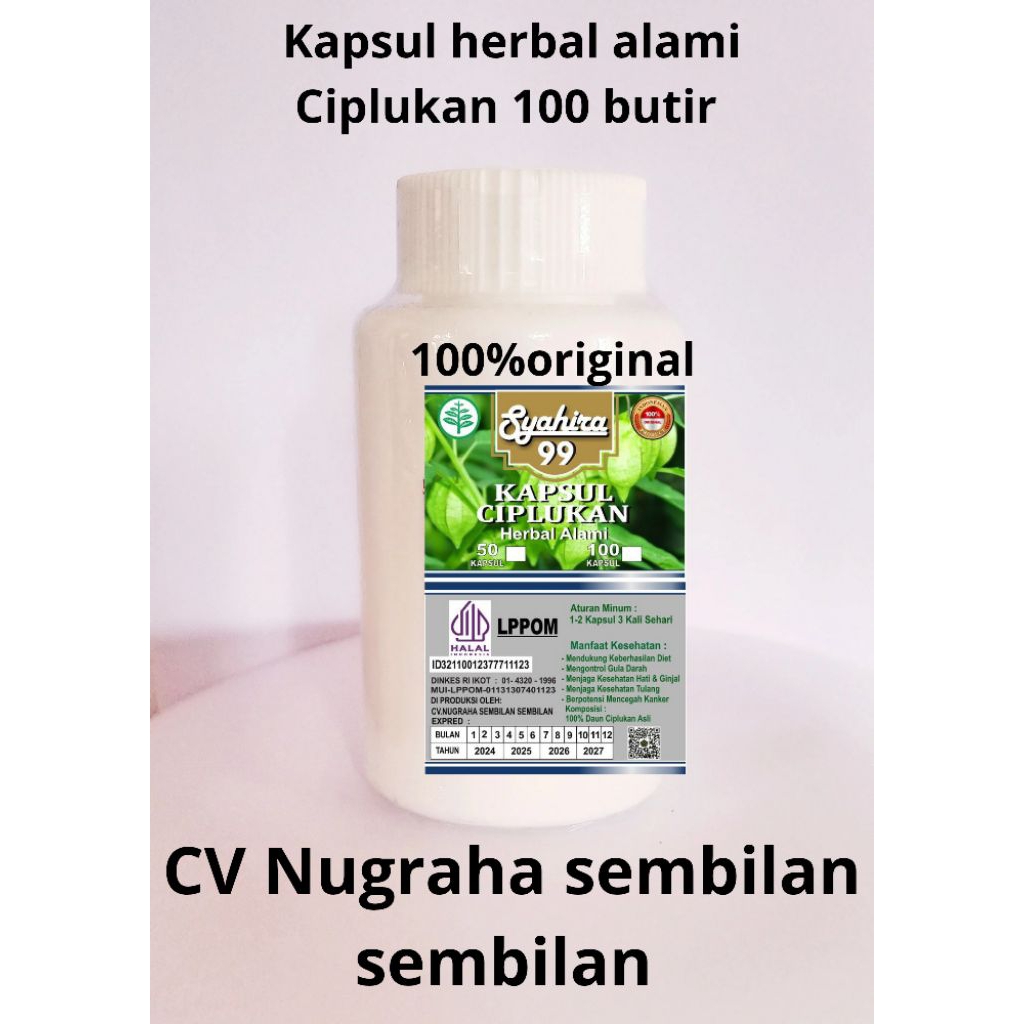 

KAPSUL HERBAL ALAMI CIPLUKAN ISI 100 BUTIR KEMASAN BOTOL PUTIH