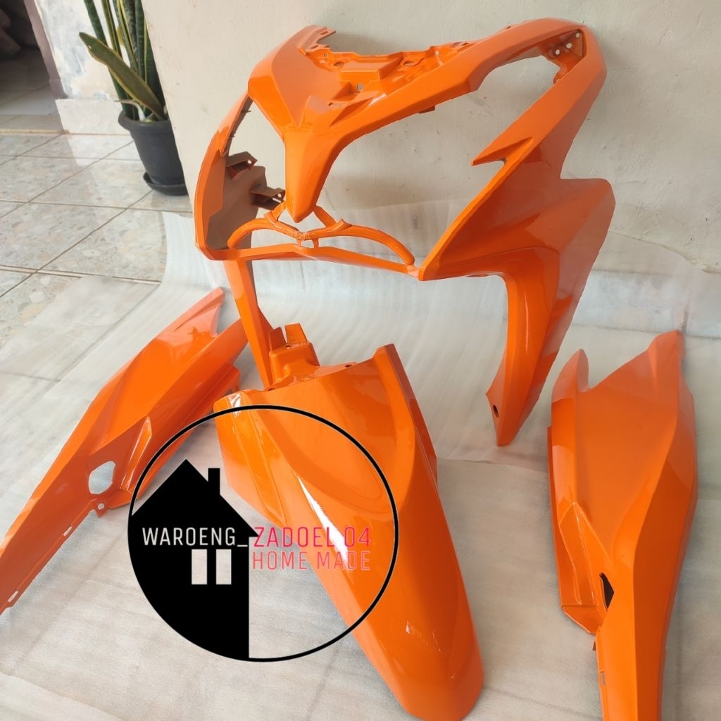 Cover Body Halus Honda Vario Techno 125 Fi Old Kzr Orange Oren