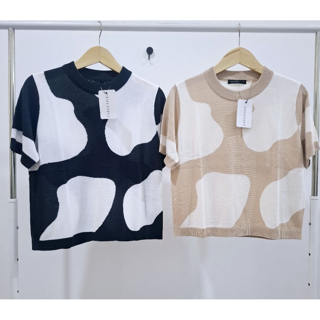 EXECUTIVE ATASAN WANITA TOP KNIT ANIMAL PRINT