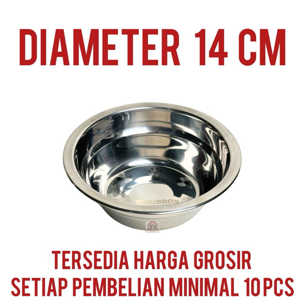 Mangkok Termurah Mangkok Makan Bahan Stainless Baskom 14 cm Serbaguna Tahan Panas Anti Pecah Anti Ka