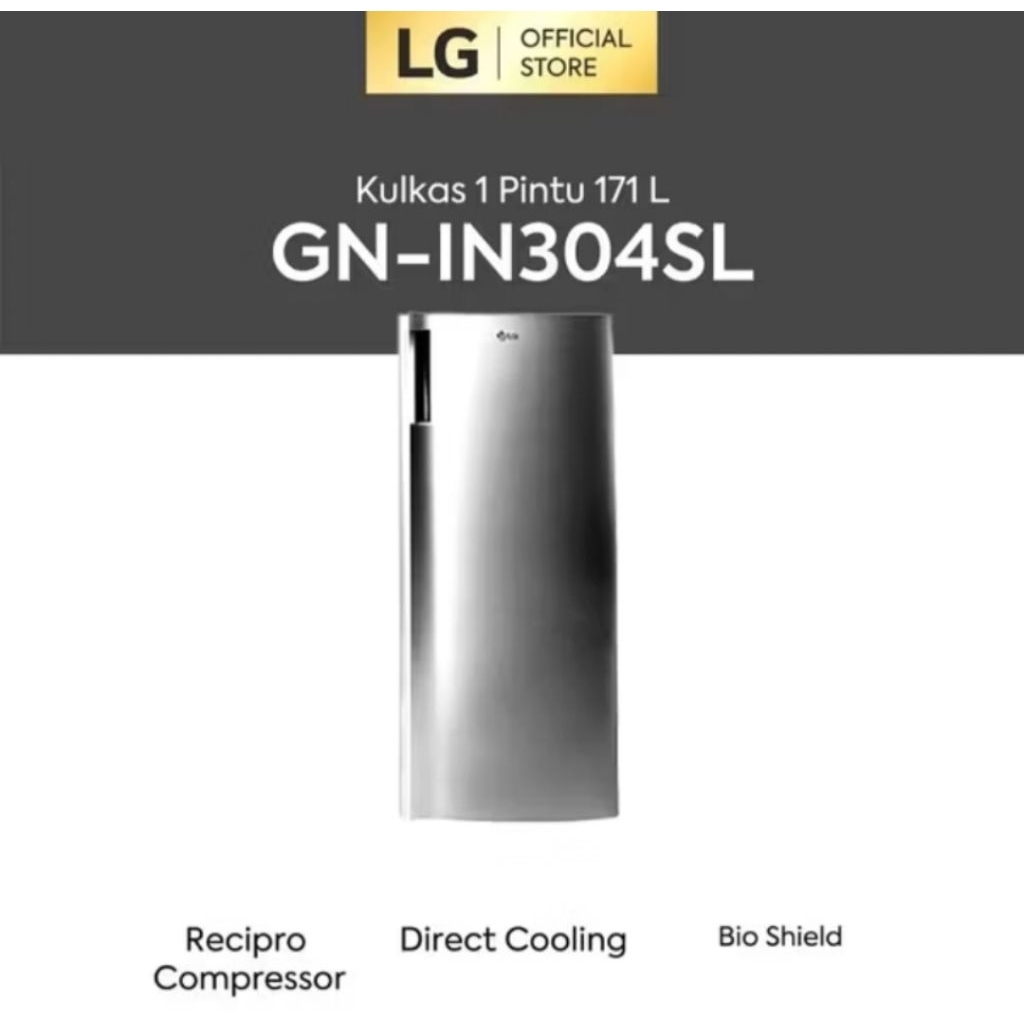 Kulkas Produksi / Kulkas Freezer 1 Pintu SMART INVERTER LG GN-INV304SL 165 Liter 6 RAK