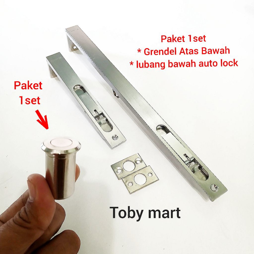 FULLSET Grendel Tanam pintu kupu tarung + Lubang Bawah Slot Kunci Pintu 60cm 30cm