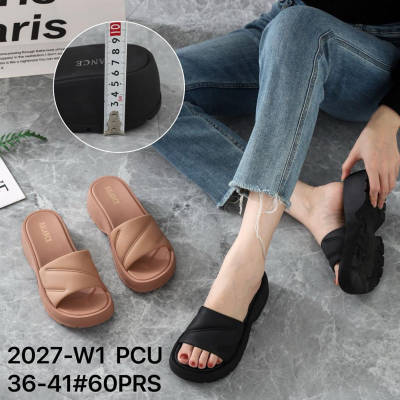 C Sandal Wanita 2027-W1 Selop Rubber Fashion Import sandal tinggi wanita selop sandal perempuan sand