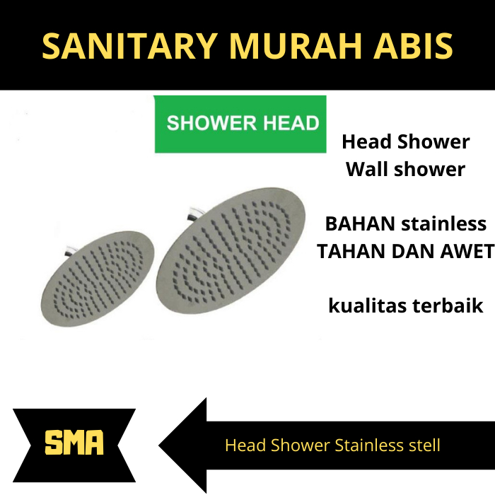HEAD Kepala Wall Shower Rainfall Shower Head Stainless 10 INCH - 10 INCH 25x25 CM (bulat)