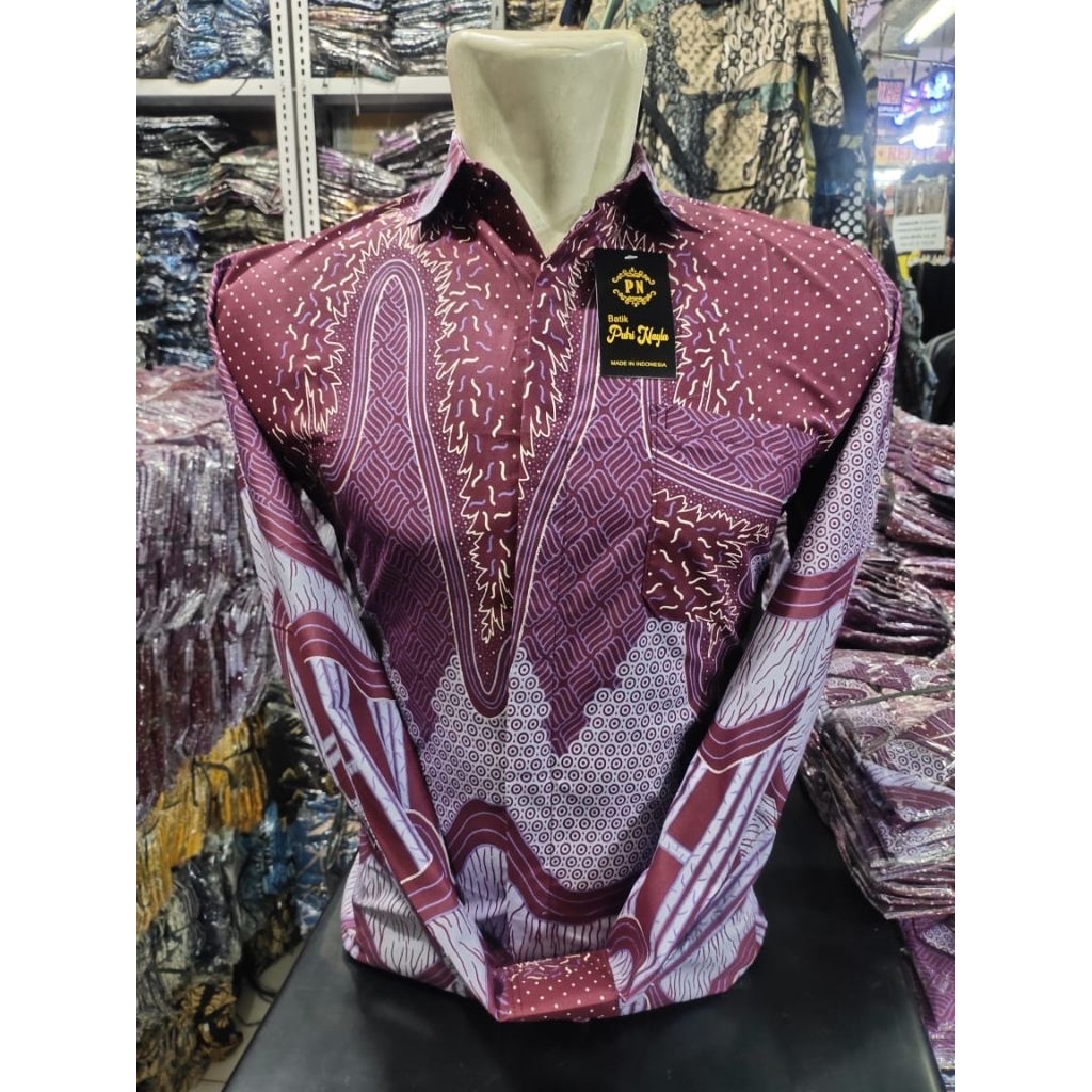 kemeja batik lengan panjang buat hajatan.kemeja batik kantor kemeja batik seragam kemeja batik grosi