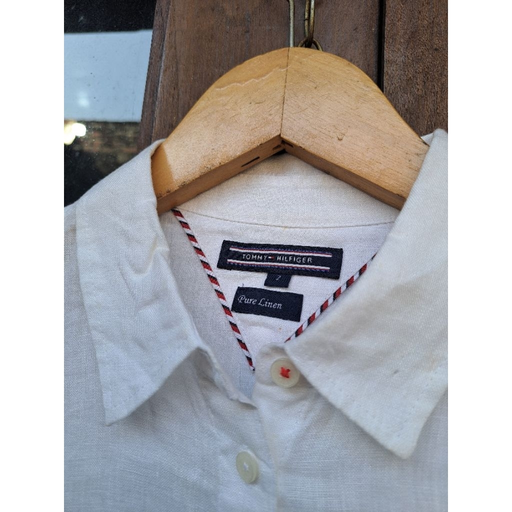 Tommy Hilfiger Pure Linen Kemeja putih cewek Size M