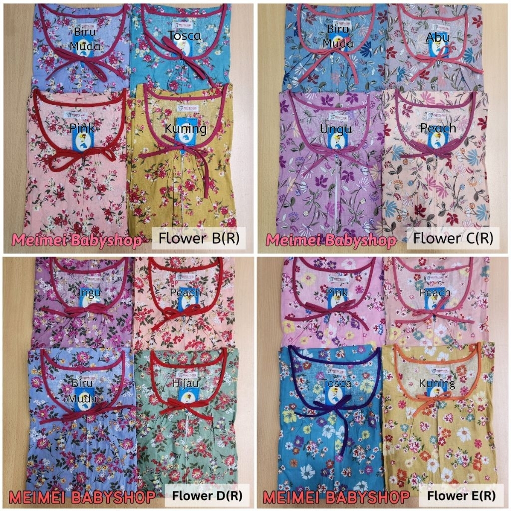 Daster Katun Pretty Girl Motif / Daster Busui Bumil / Baju Tidur Wanita Kancing Resleting