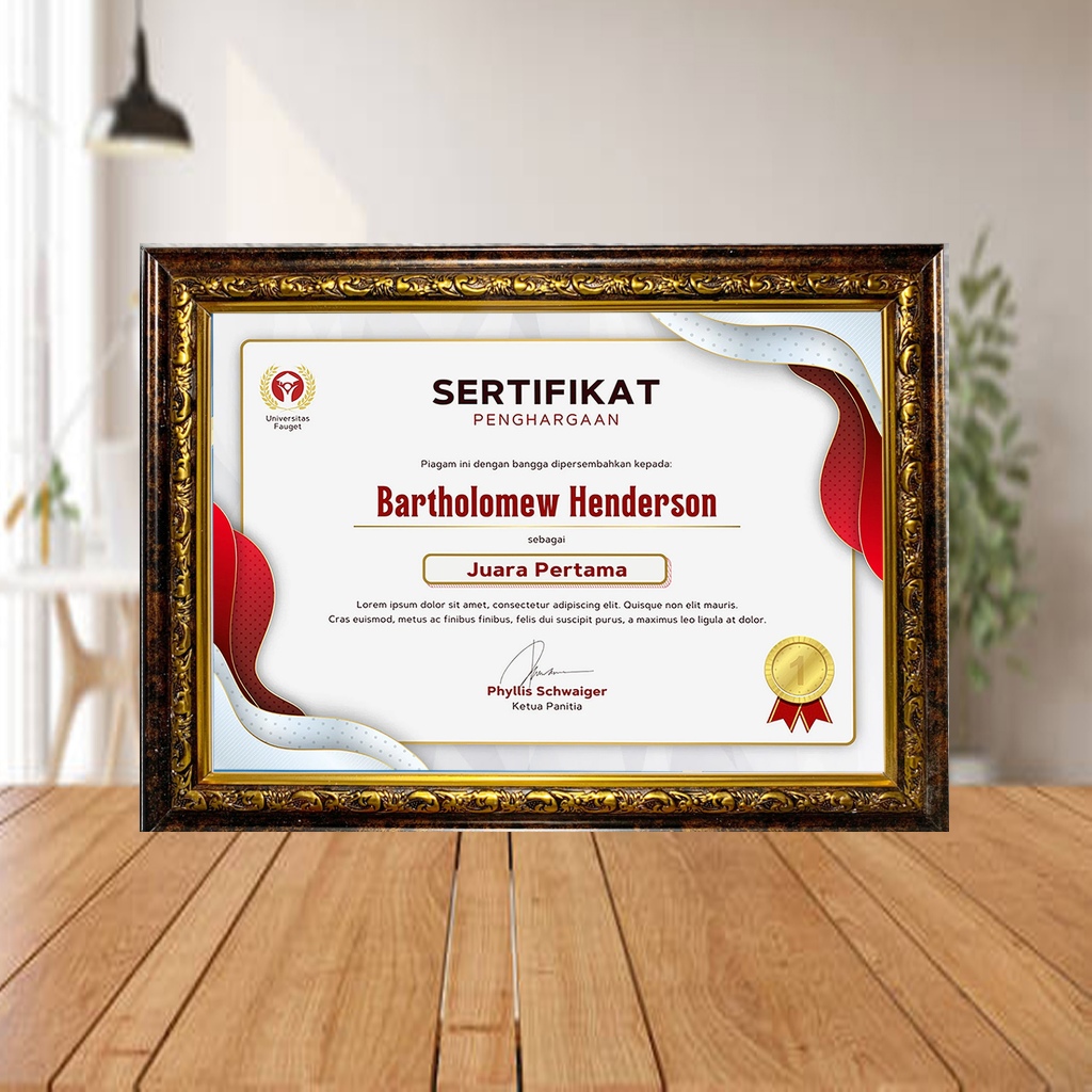 Frame Sertifikat A4 Bingkai Sertifikat A4 Pigura Sertifikat frame foto A4 bingkai 21x30cm Coklat Uki