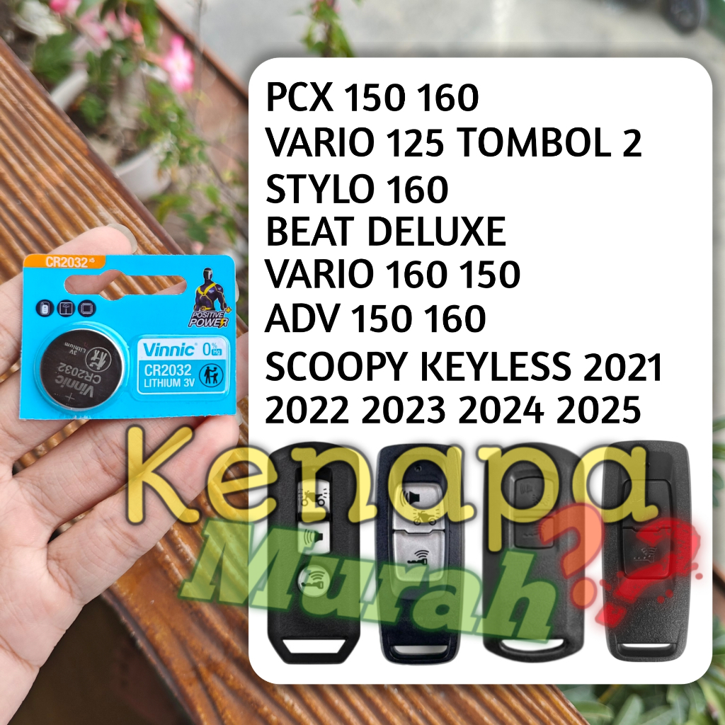 (Per 1 Vin) Baterai remote motor Keyless VARIO PCX ADV 150 160 STYLO 160 BEAT DELUXE SCOOPY KEYLESS 