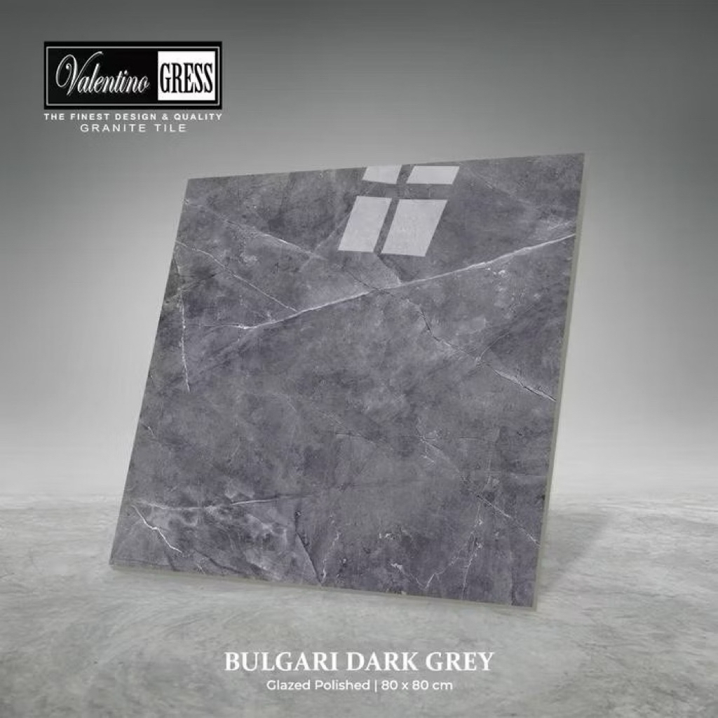 Granit 80x80 Valentino Gress Bulgari Dark Grey | Glazed Polished