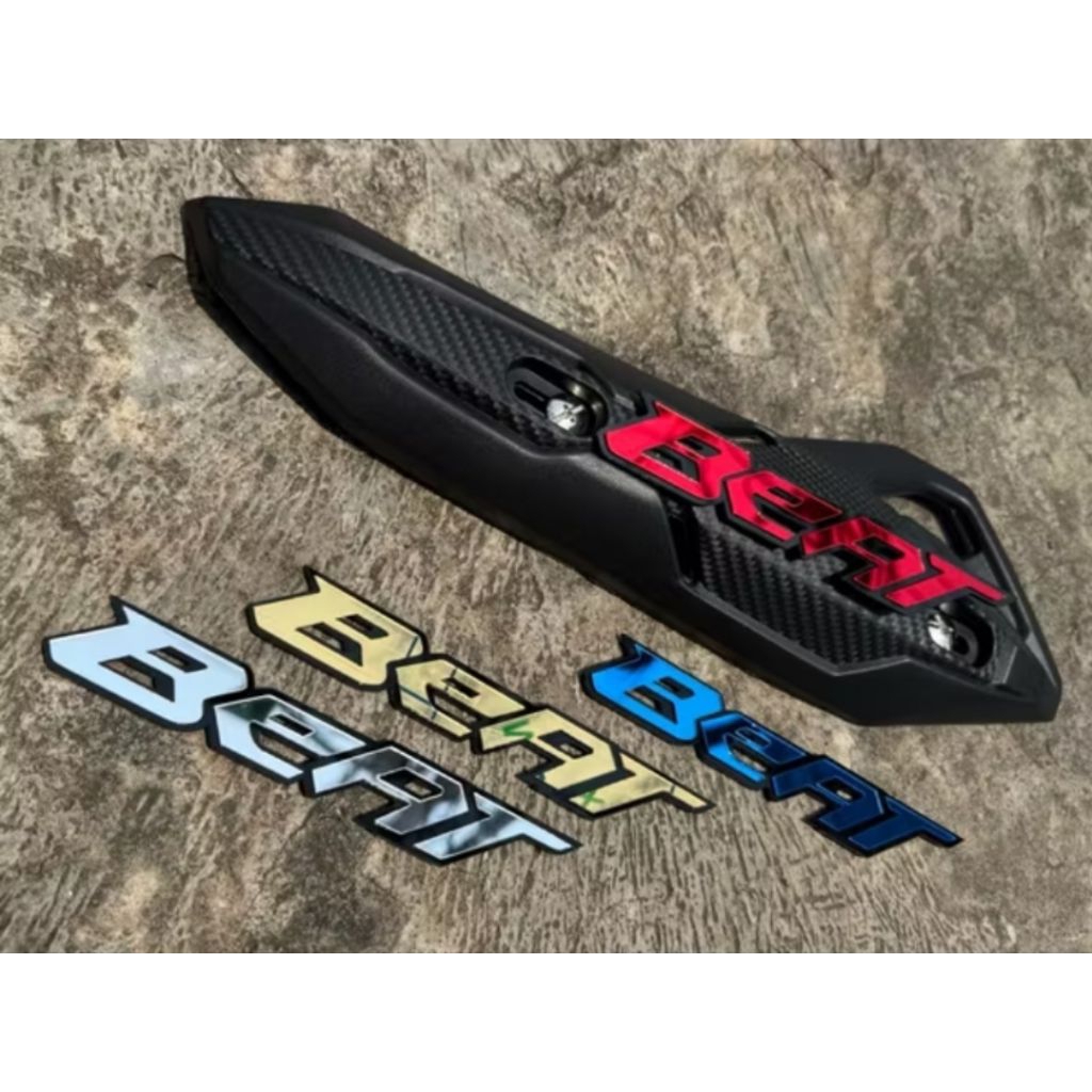 COD Cover Knalpot Airblade Honda Beat + Emblem Acrylik Variasi Tulisan Beat + Free Baut Untuk Cover 