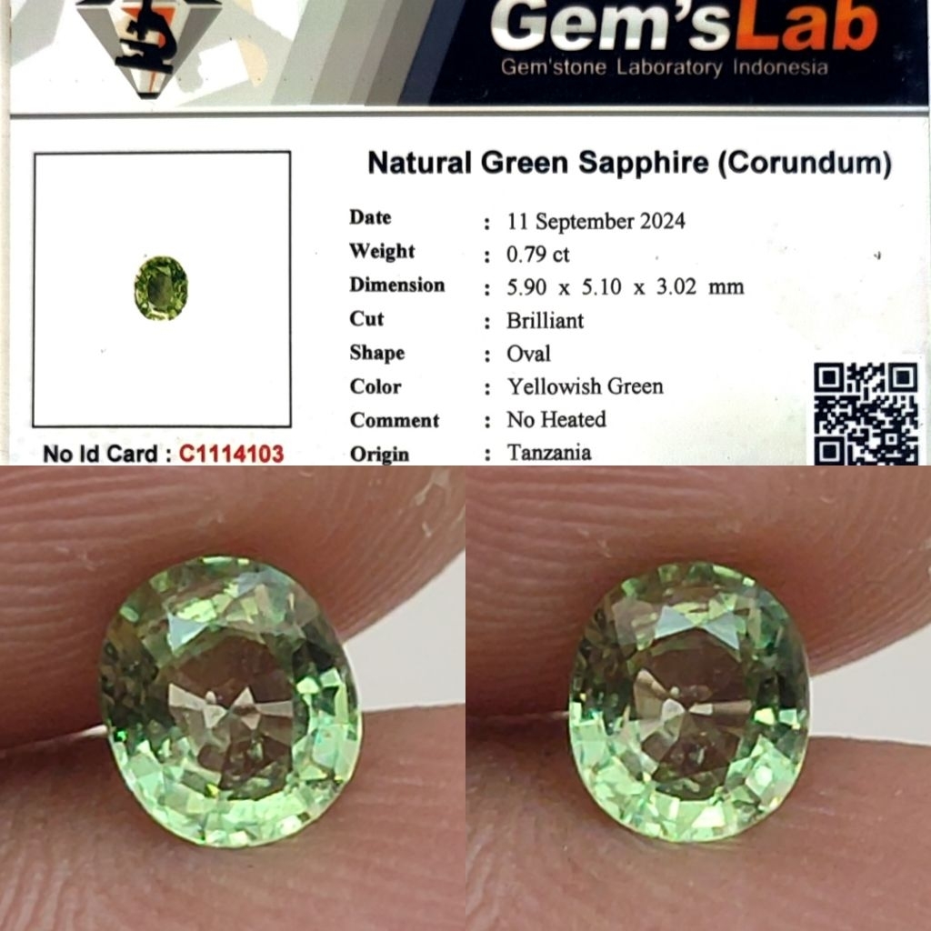 Natural Green Sapphire No Heated Under 1ct GLI Loupe Clean Top Crystall Full Luster Gemericik