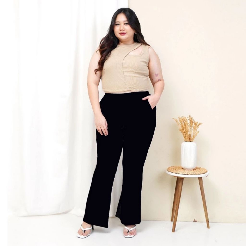 Flared Pants Celana Cutbray Scuba Jumbo Big Size Premium