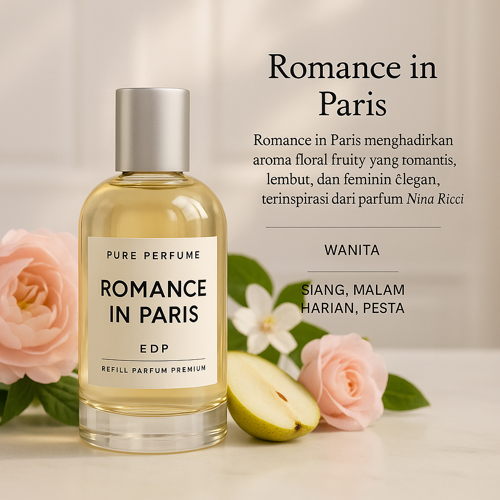 ROMANCE IN PARIS BY PURE PERFUME | REFILL PARFUM PREMIUM WANITA TAHAN LAMA