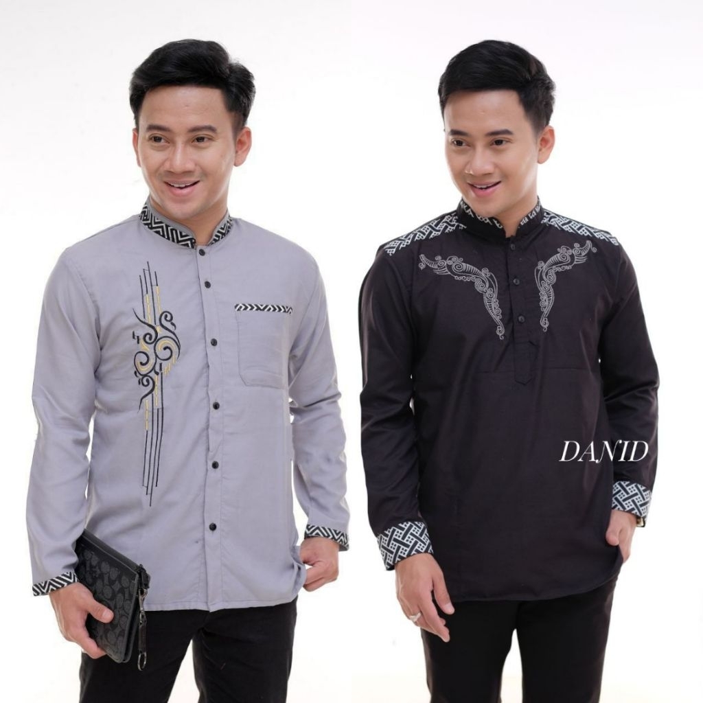 Kemeja batik pria lengan panjang kemeja bordir baju seragam kerja Seragam hadroh